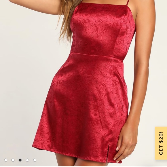 NWT What a Marble Wine Red Marbled Tie-Back Mini Dress - Picture 3 of 9